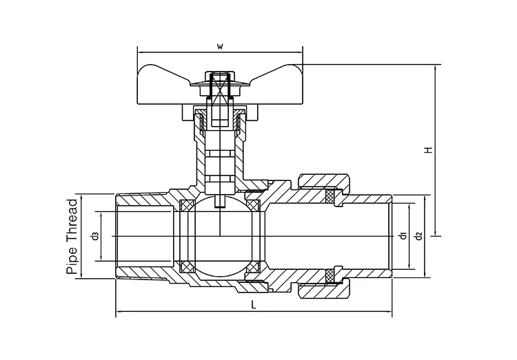 Copper Sleeve Weld Connection Brass Ball Valve