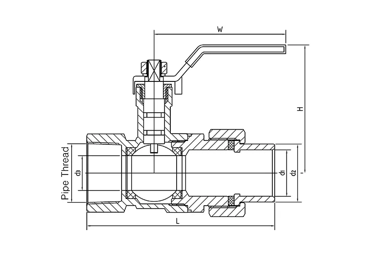 Copper Sleeve Weld Connection Brass Ball Valve