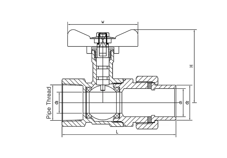 Copper Sleeve Weld Connection Brass Ball Valve