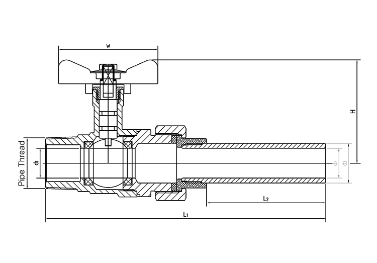 Long Extension Tube Weld End Male Thread Stainless Steel Ball Valve