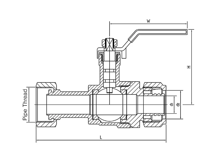 Extended Double Female Thread Brass Ball Valve with Union