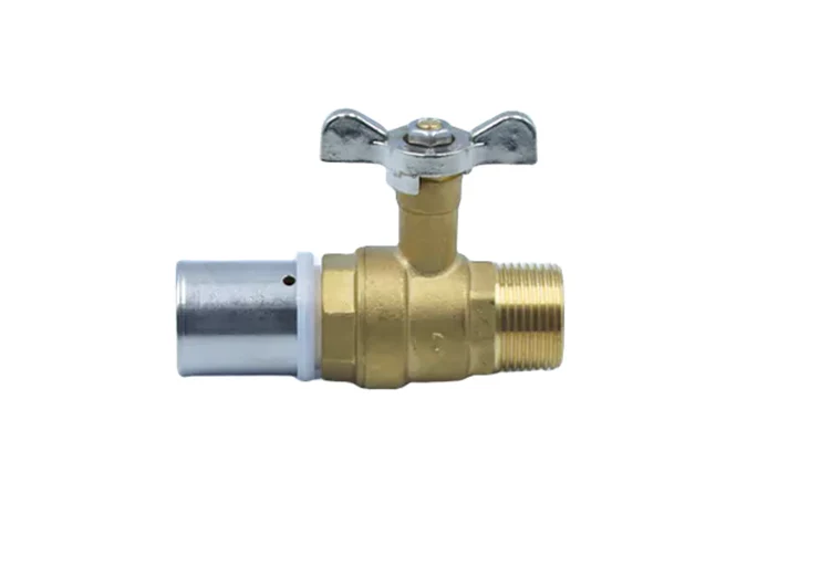 Press Type Butterfly Handle Male Thread Brass Ball Valve