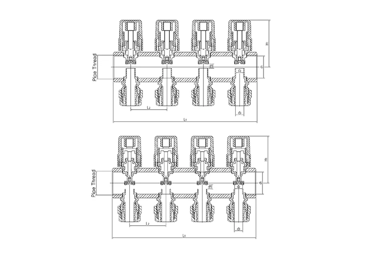 Brass Integrated Manifold for Floor Heating Tubing